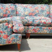 Vintage Howard & Son's London Bridgewater 5-seater fabric corner sofa.