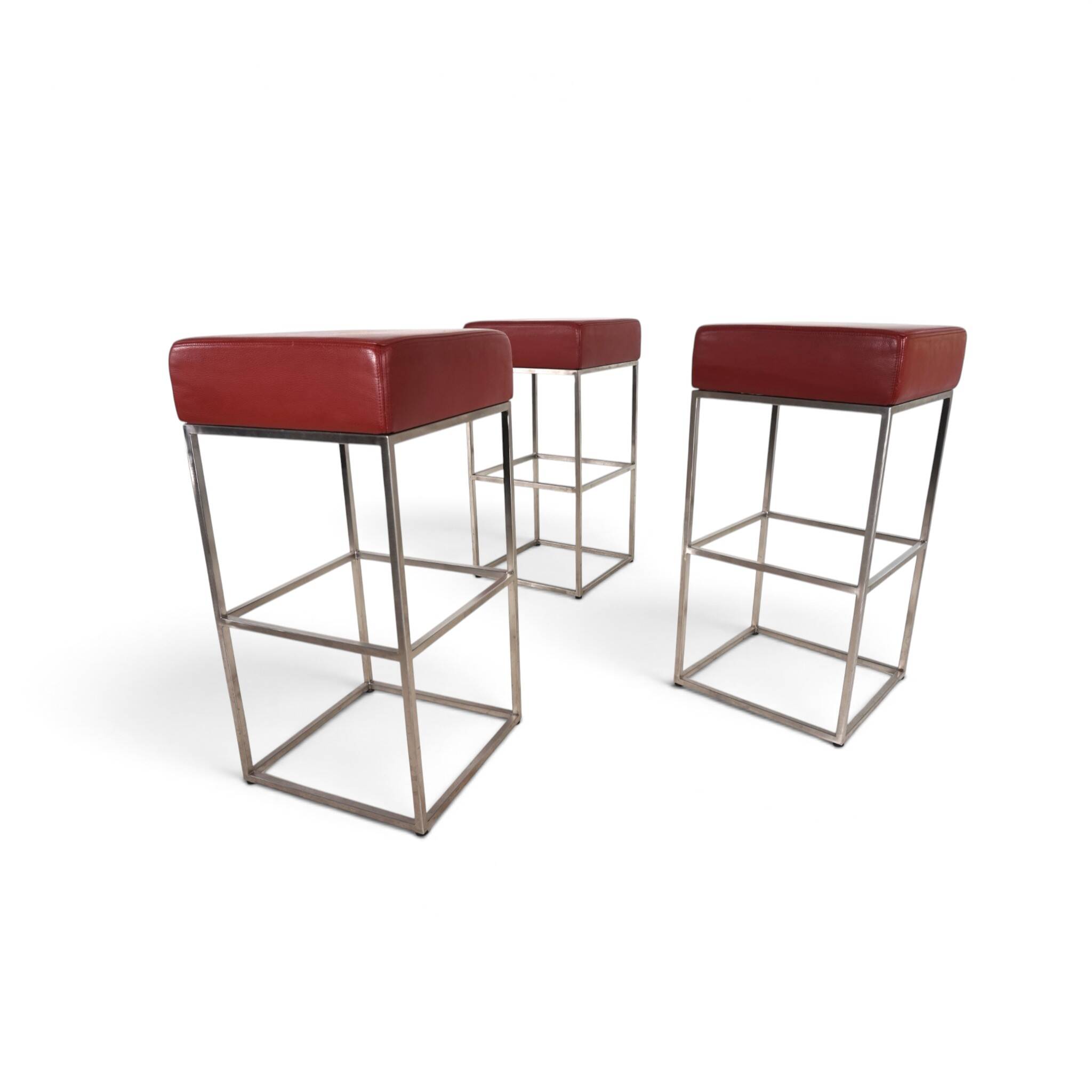 De Sede set of 3 DS 218/55 leather bar stools by Paolo Piva, 2000