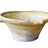 Bol à confit français ancien à glaçure jaune, tian