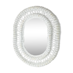 miroir en osier blanc