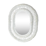 Large framed white wicker mirror 1970s  57x72cm