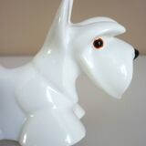 Salt and pepper shakers, glazed ceramic, Scottish terrier dog, signed