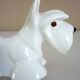 Salt and pepper shakers, glazed ceramic, Scottish terrier dog, signed