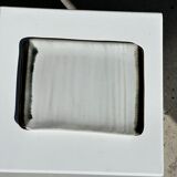 Trio of small rectangular serving dishes white and black Indonesian ceramic 21x16