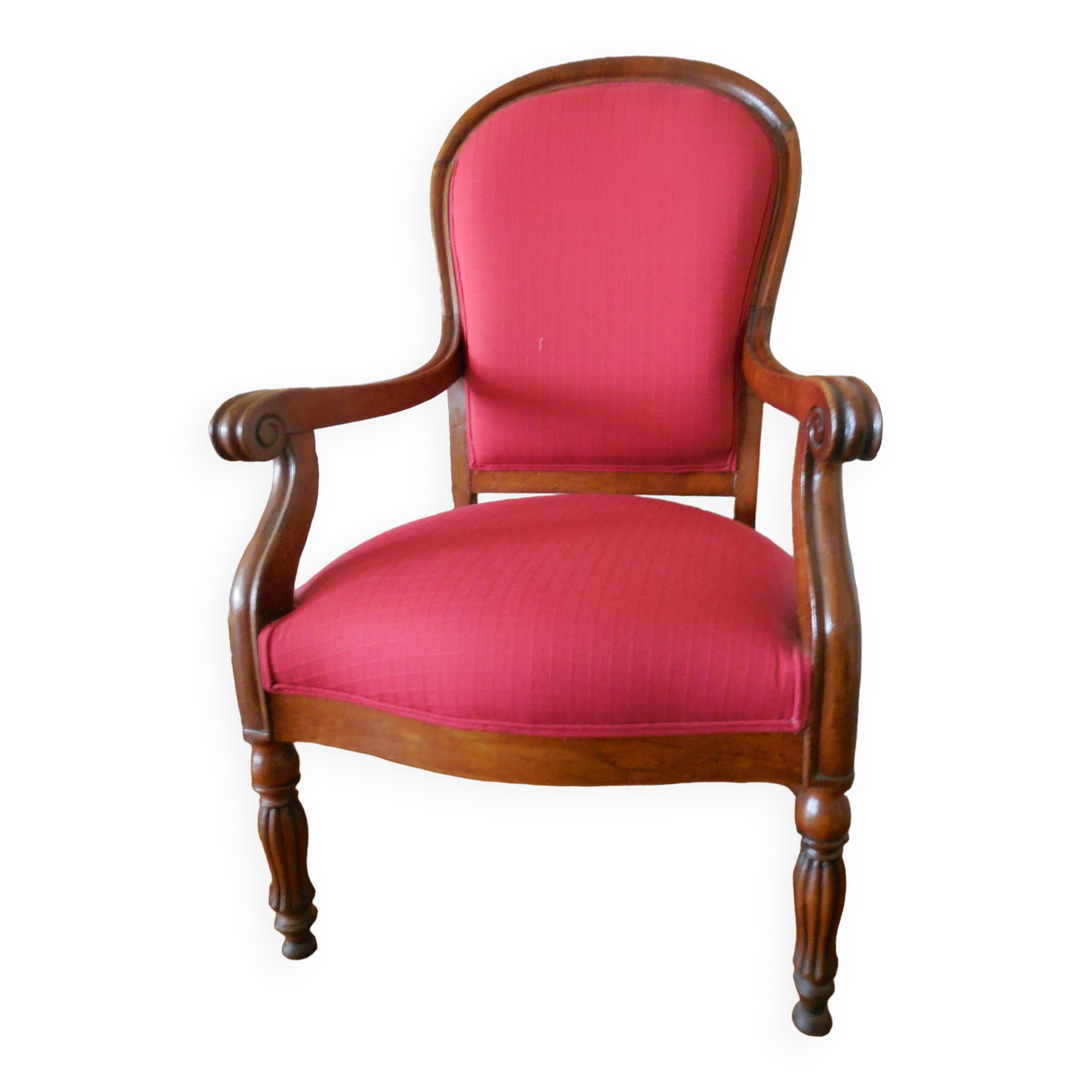 Restored antique armchair reupholstered Louis-Philippe period