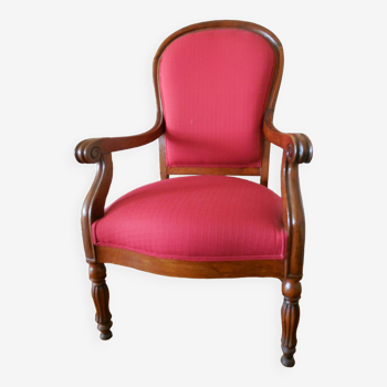 Fauteuil ancien restauré retapissé Louis-Philippe d’époque