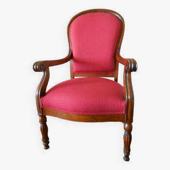 Restored antique armchair reupholstered Louis-Philippe period