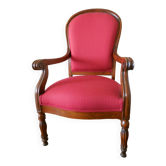 Restored antique armchair reupholstered Louis-Philippe period