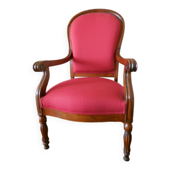 Restored antique armchair reupholstered Louis-Philippe period