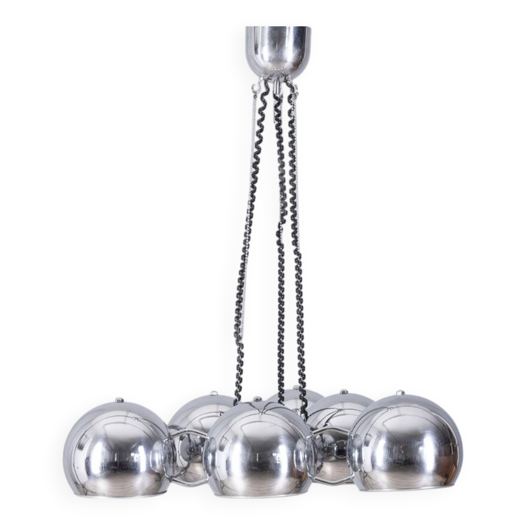 Vintage 1970s chrome-plated chandelier designed by Goffredo Reggiani