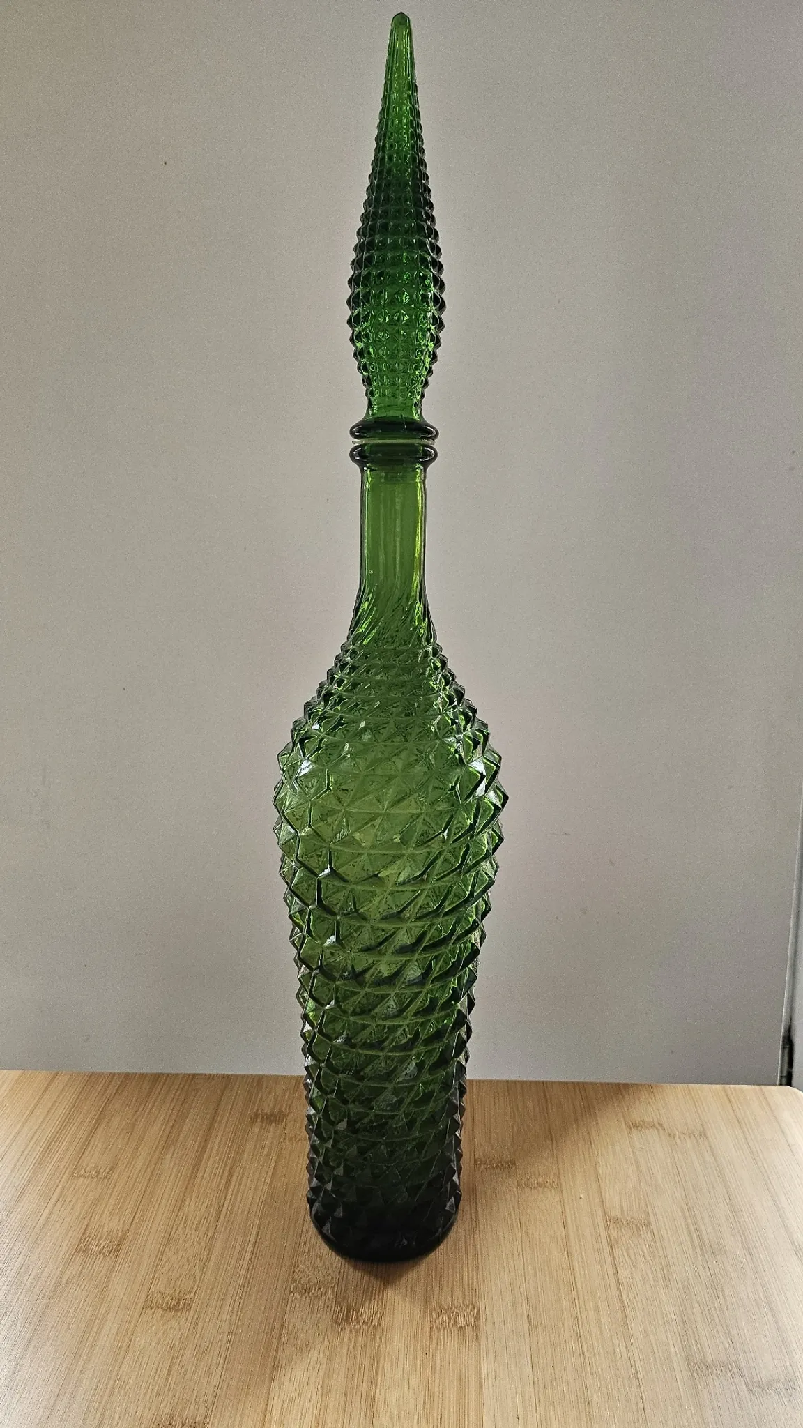 Grande bouteille de liqueur en verre vert Empoli avec bouchon flèche –