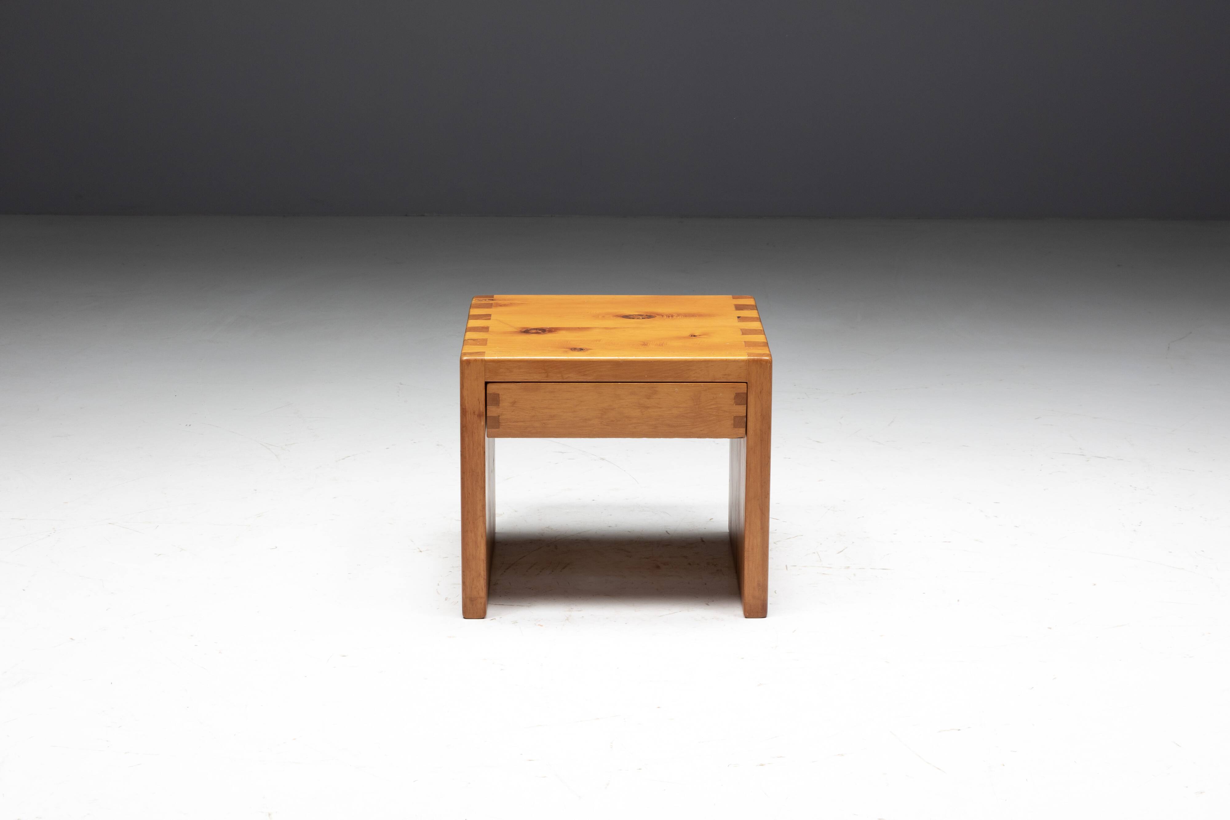 Pine Bedside Table, France, 1960s