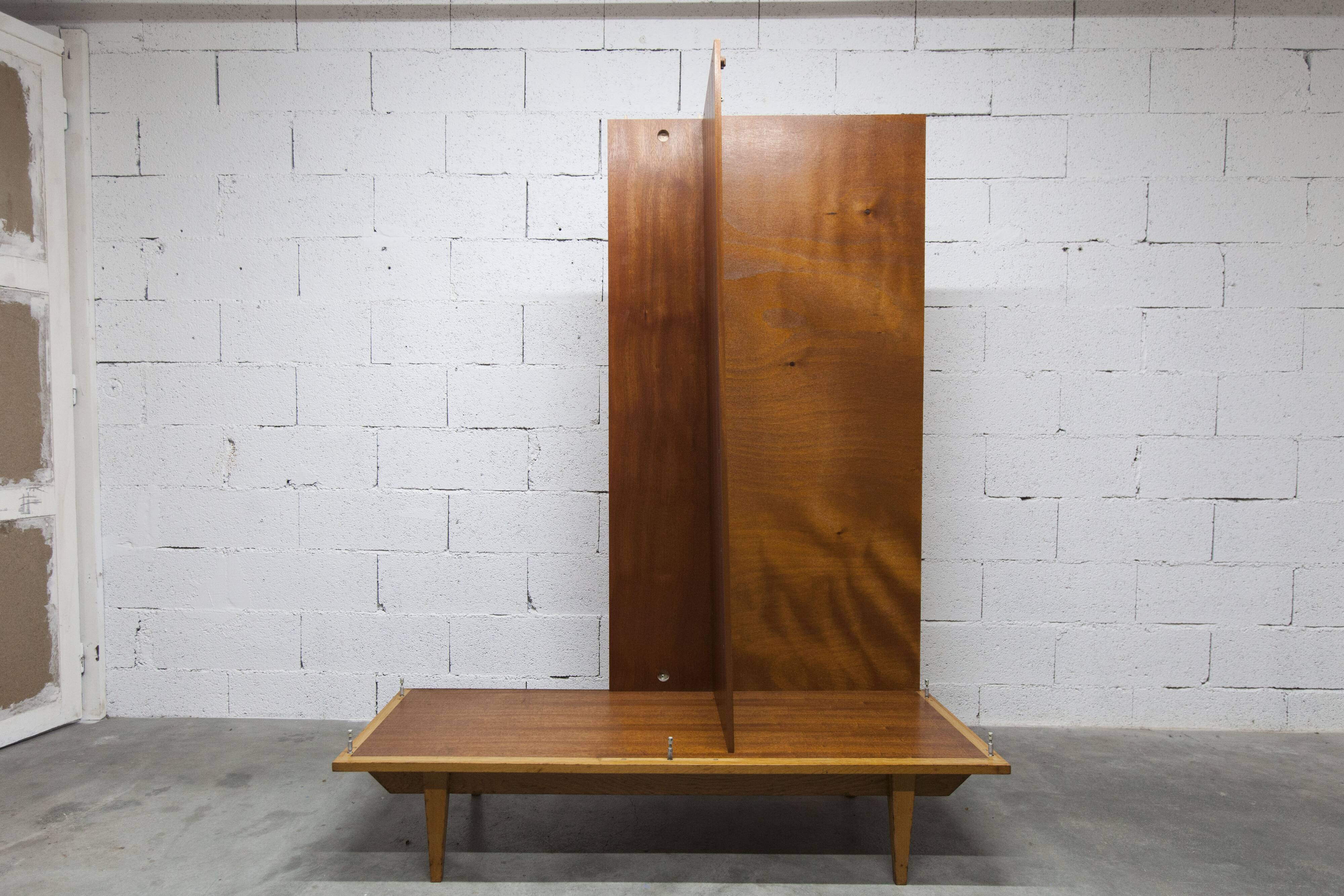 1970 Scandinavian wardrobe with shelves and mirror, 21x126, 2 doors.