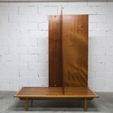 1970 Scandinavian wardrobe with shelves and mirror, 21x126, 2 doors.