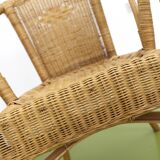 Pair of rattan and wicker armchairs 1960s