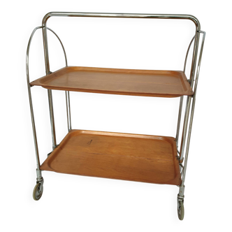 Vintage coffee table, bar, folding side table on wheels