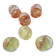 6 Glasses with the name Culbuto in 3 orange colors and 3 lemon yellow colors