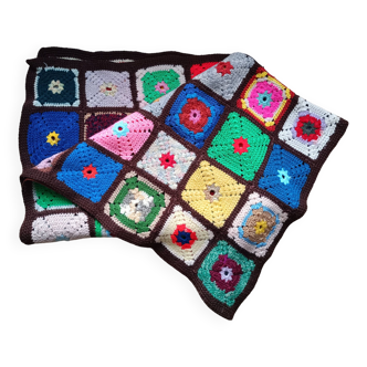 Large patchwork technical wool blanket 95*110