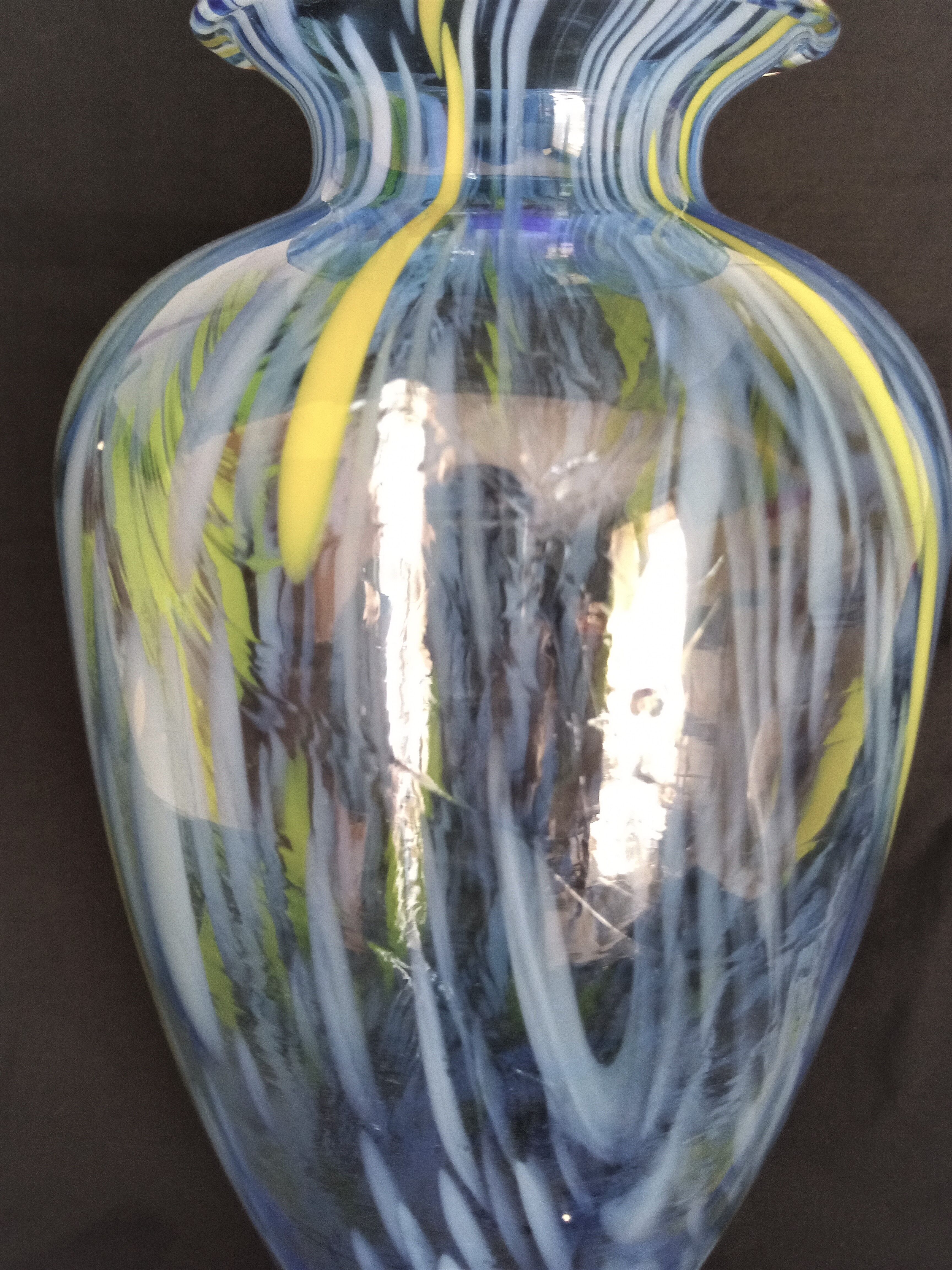 Large Murano glass vase, handmade, 38 cm high