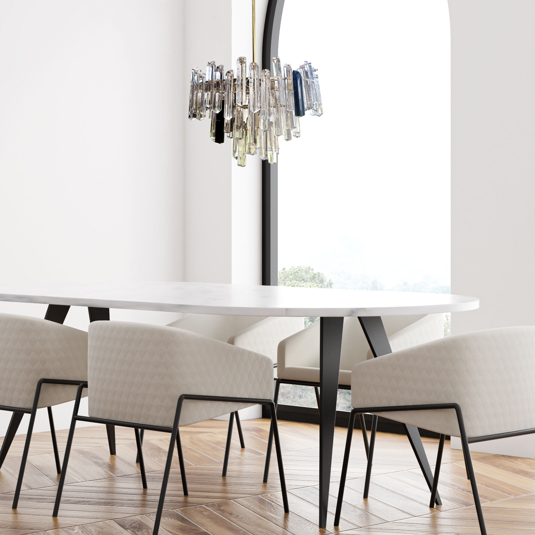 Venini trihedron chandelier in Murano glass