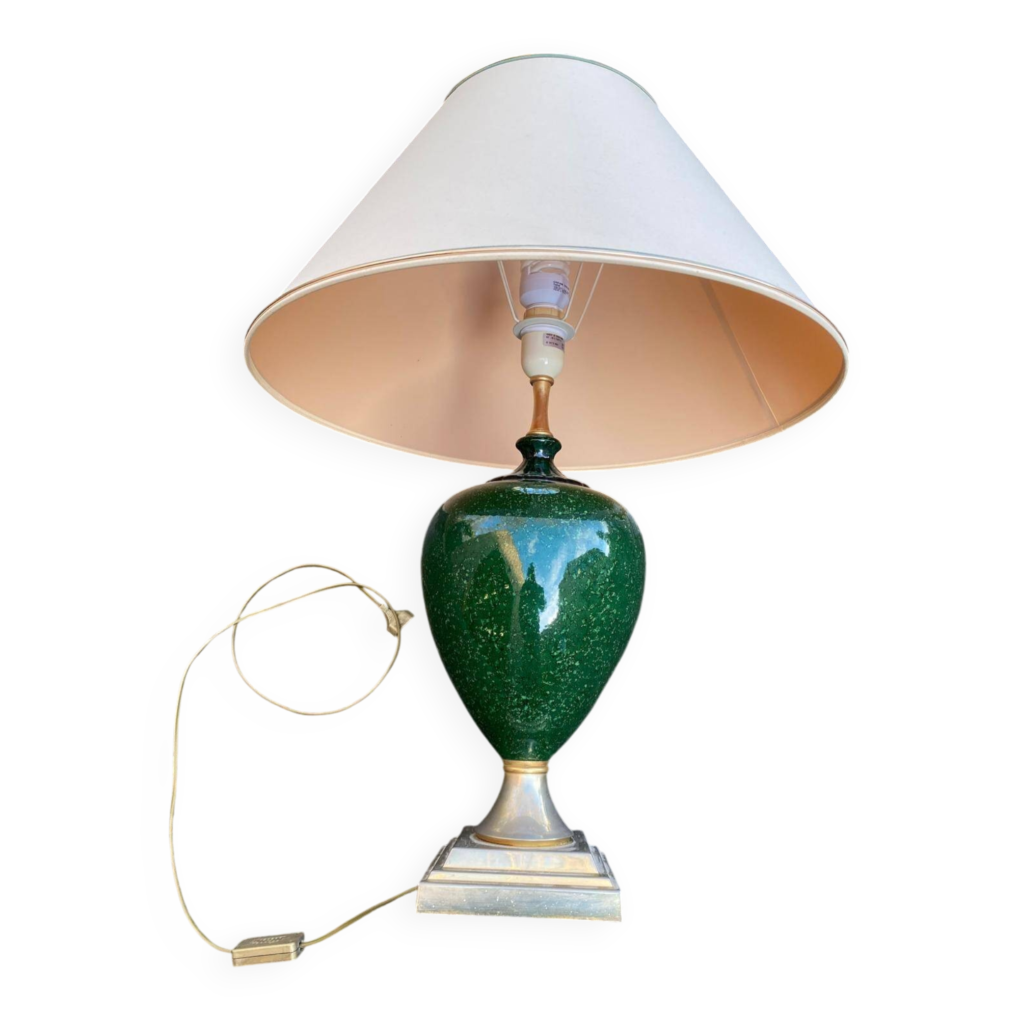 1960s lamp in green lacquered ceramic