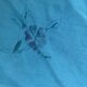 4 white linen napkins, emerald tinted, embroidered with flowers and monogrammed, old GM