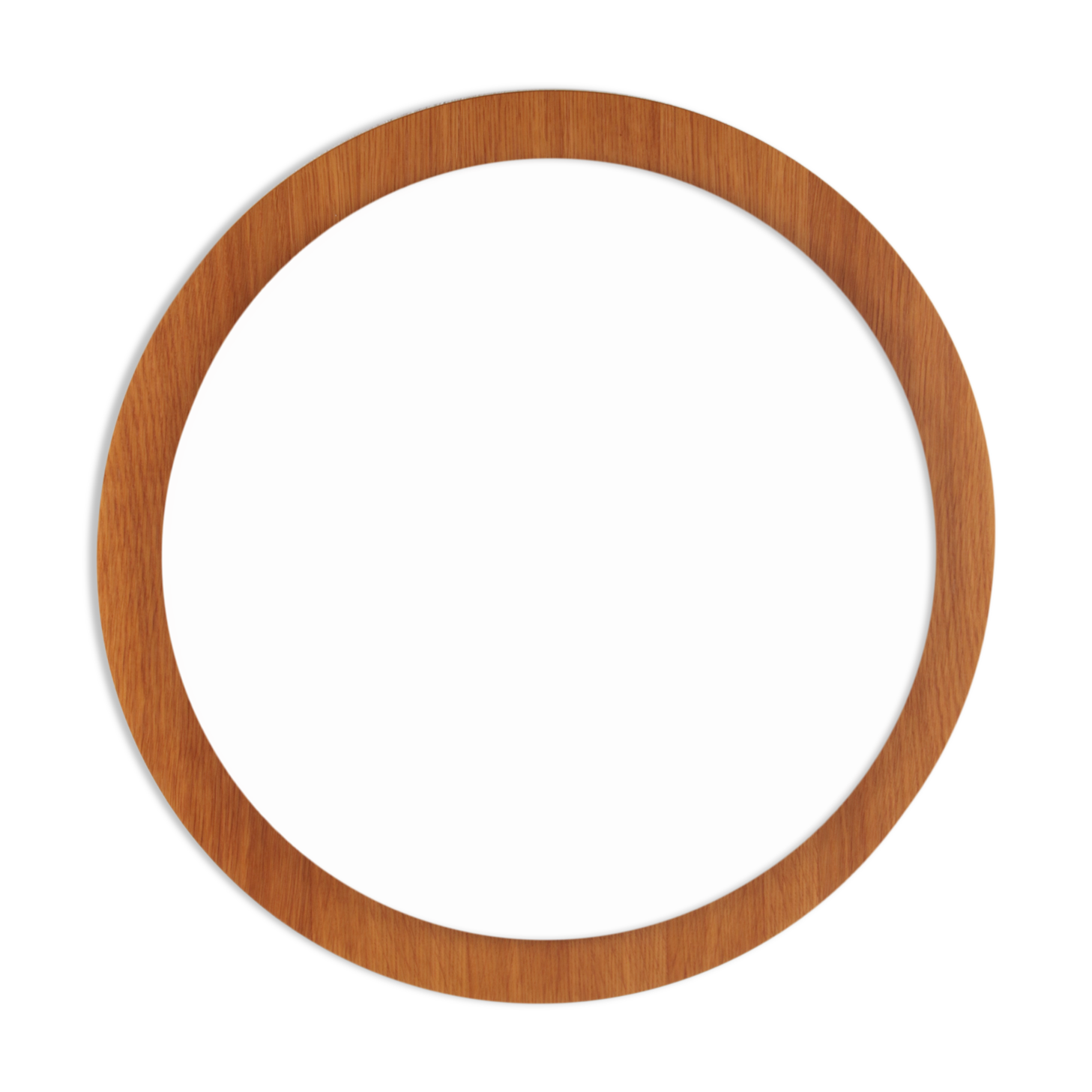 Large round light wooden wall mirror 1960s 66cm