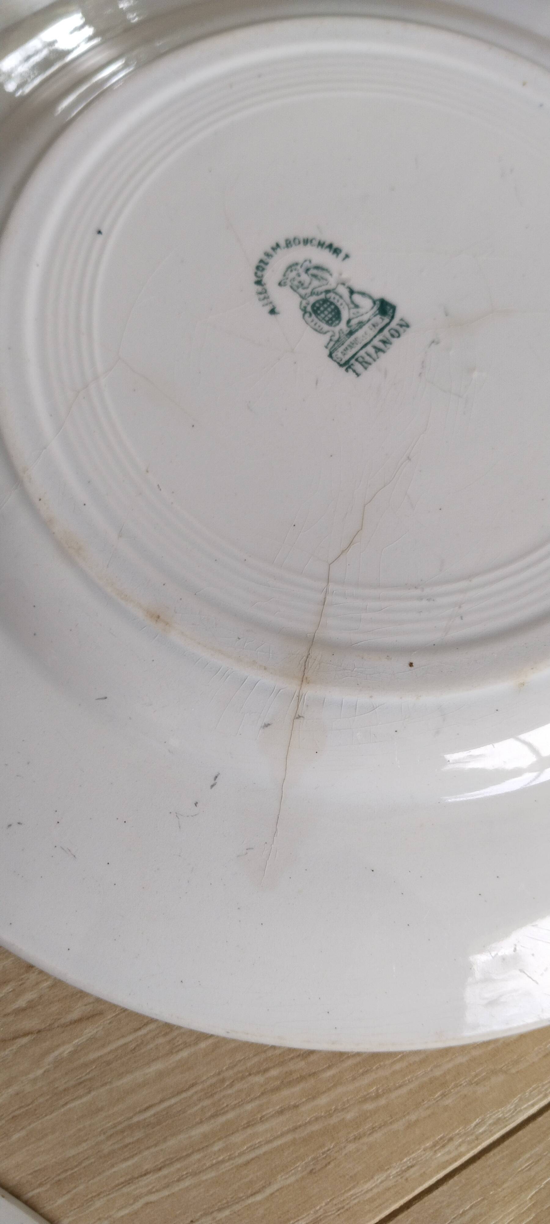 Flat ironstone plates, set of 6