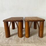 Vintage rattan low stools