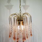 Murano chandelier pink crystal drops