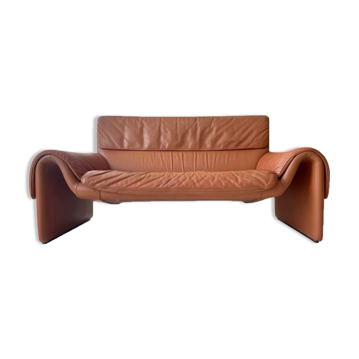 Tawny leather sofa De Sede "2011", Switzerland 1980