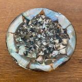 Ancien Vide Poche Dessous Bouteille Ormeau Résine Incrustée Vintage