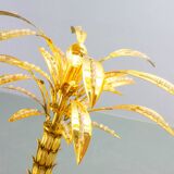 Exquisite Italian Golden Palm Tree Floor Lamp with 3 Sparkling Branches 70s