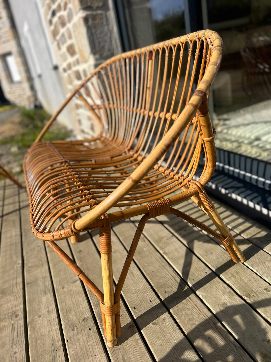 Rattan bench from the 60s