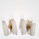 Pair of double appliques in shortbread glass and vintage brass 1960