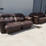 Set of 2 brown leather loveseats by de sede, 1983
