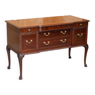 Honduran Mahogany Dressing Table with Lion Paw Carved Legs, Victorian Style