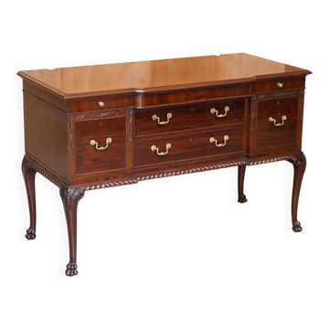 Honduran Mahogany Dressing Table with Lion Paw Carved Legs, Victorian Style
