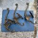 3 vintage Italian baroque brass coat hooks
