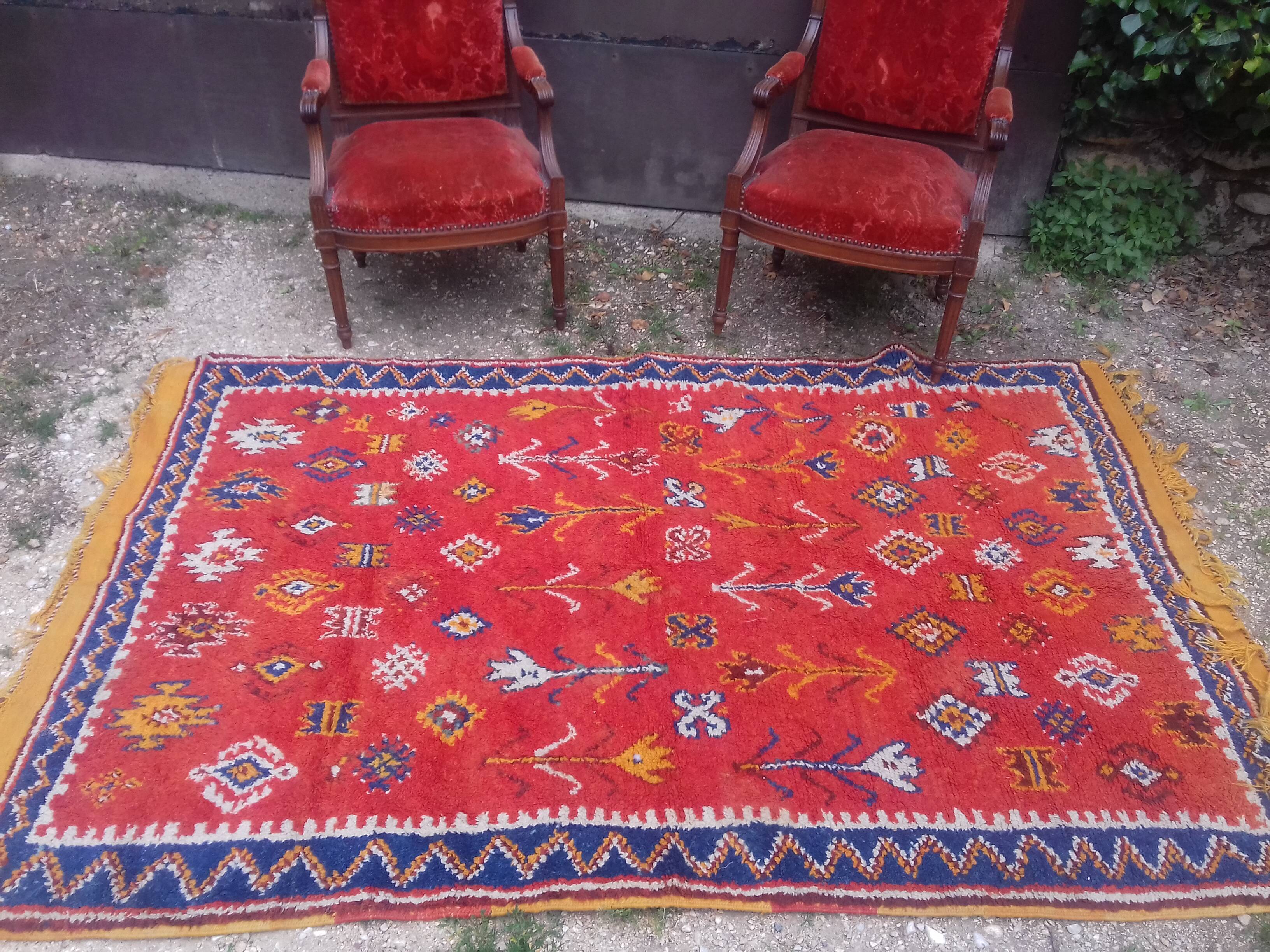 Pair of Louis XVI style red armchairs