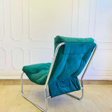 IKEA Pixi vintage green velvet armchair – Scandinavian retro design.