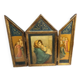 Vintage wooden religious triptych