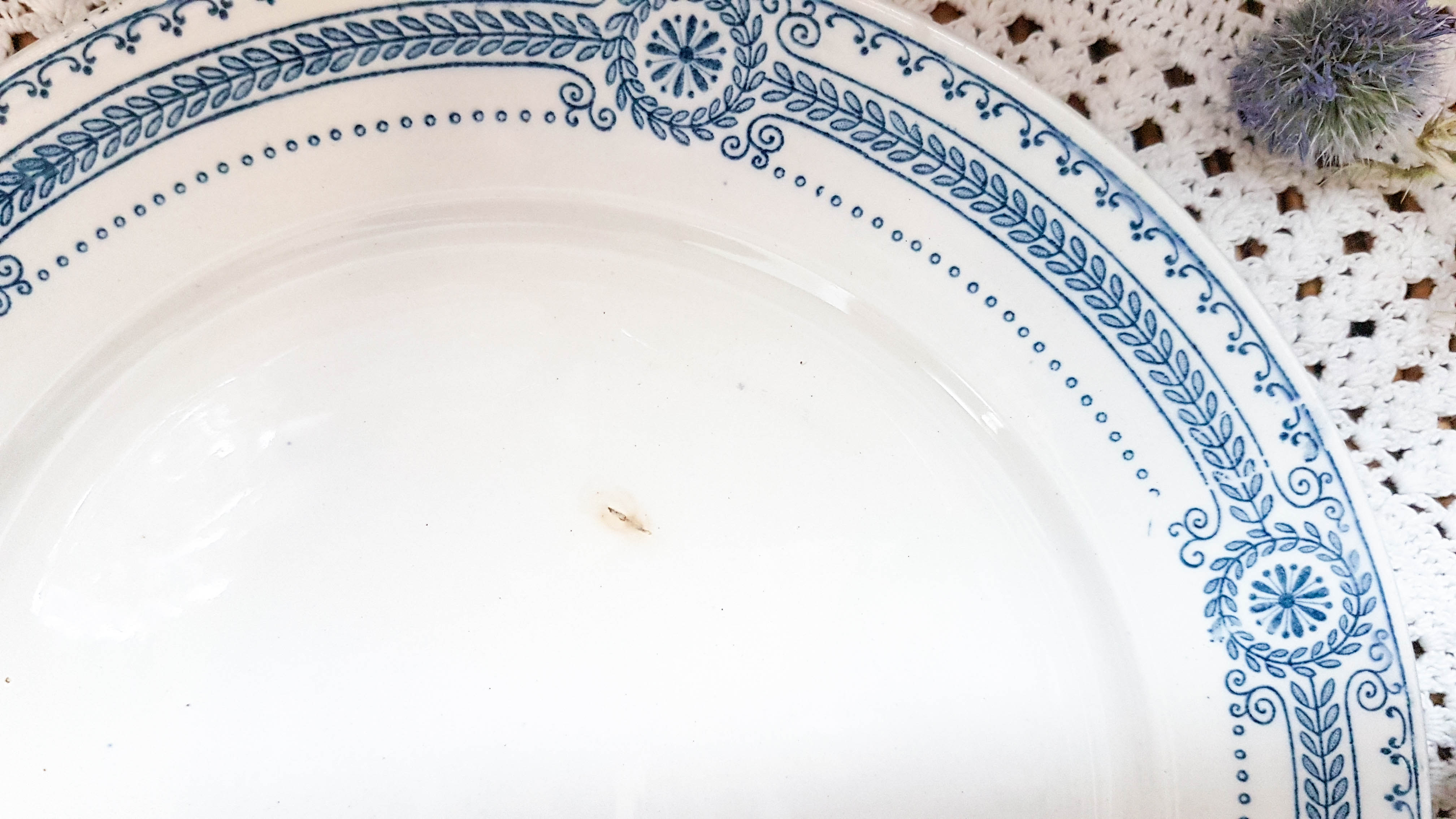 Lot of 4 blue plates "carina" U&C Sarreguemines Terre de Fer