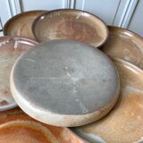 Set of 9 flat plates in artisanal sandstone 70s