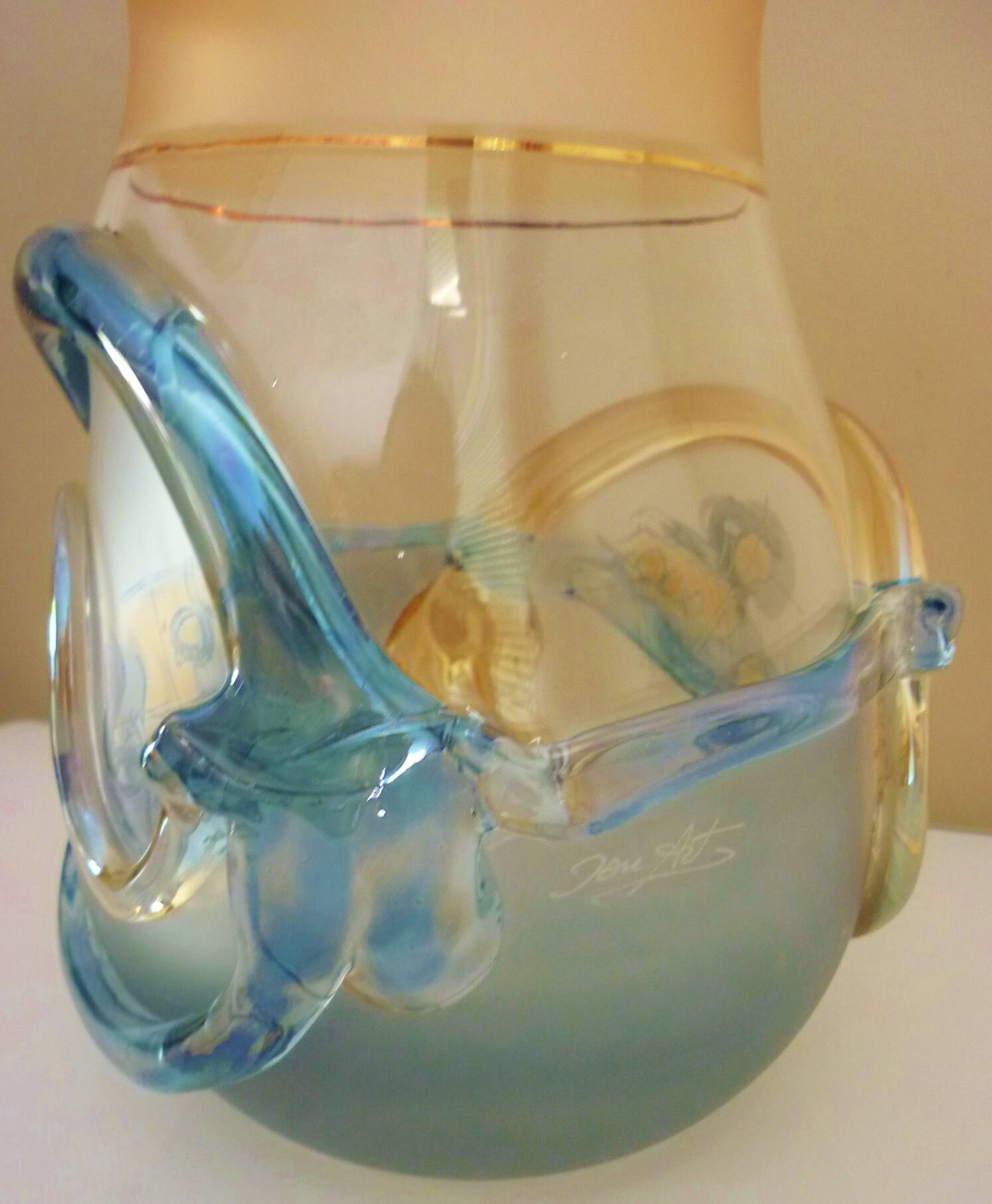Large designer vase, signed Jon Art, modernist, abstract decorations