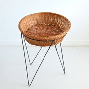 Basket on rattan legs 1950 vintage