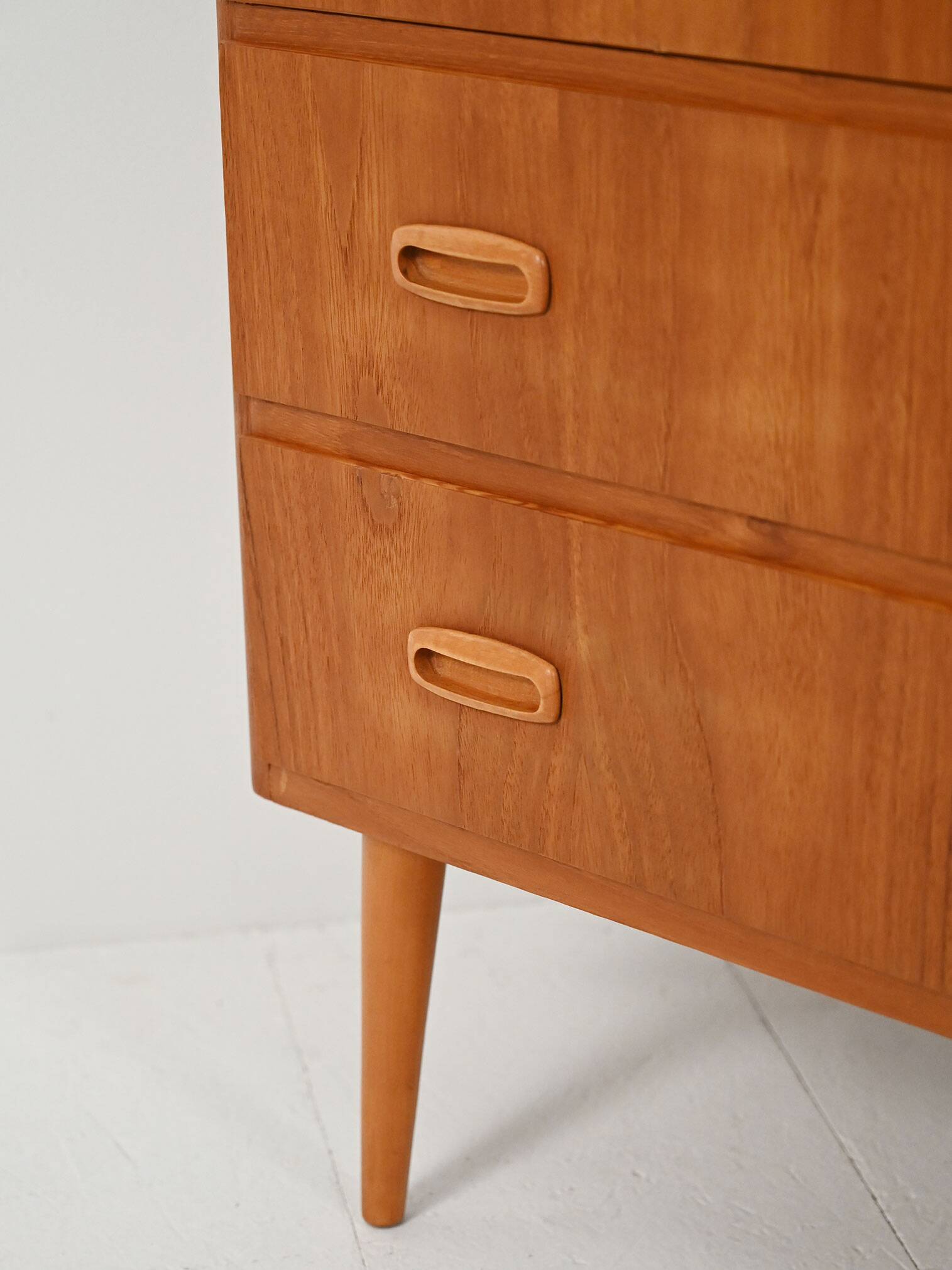 Scandinavian teak chest of drawers with oak details