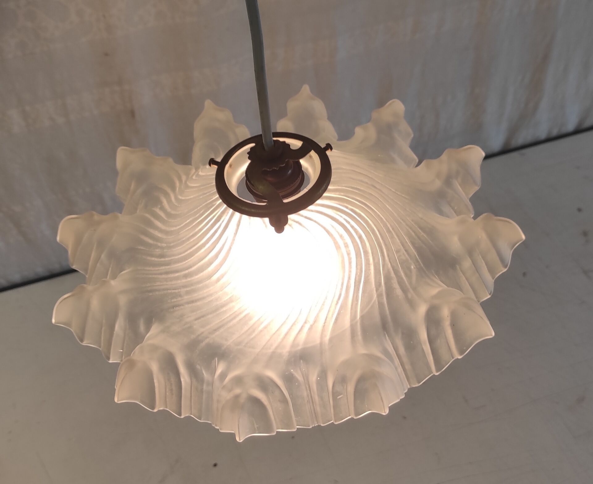 Pleated glass lampshade - mid 20th century
