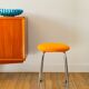 Chrome and boiled wool stool, orange, 1970.
