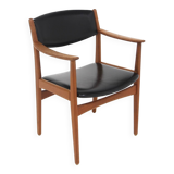 Fauteuil de bureau scandinave en teck et en skaï, Suède, 1960